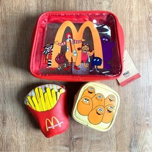 McDonalds Cosmetic Bag with nuggets and fries zippered pouches.